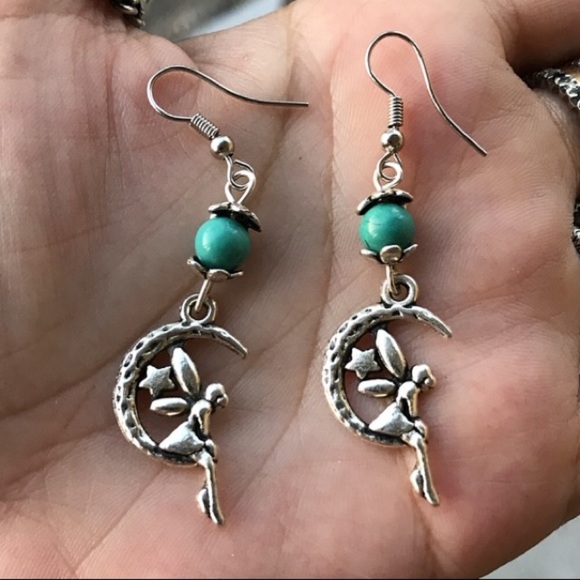 🔴Sale ! Turquoise fairy steel dangly earrings - Picture 5 of 7